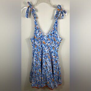 THML Mini Dress Women’s L Floral Print Tie Strap Sleeveless Tiered Anthropologie